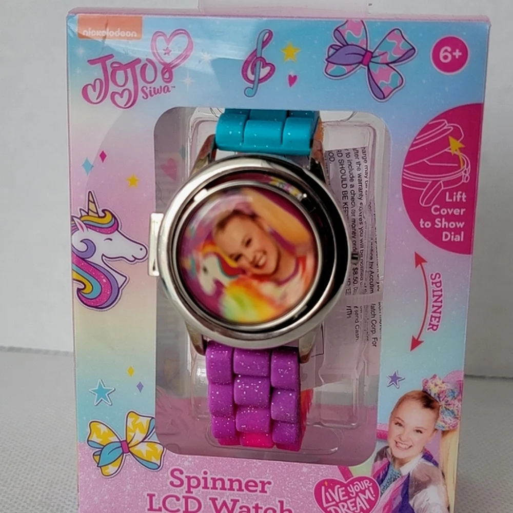 JoJo Siwa Metal Spinner Flip Watch with Rainbow Band